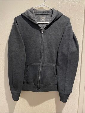 Hanes Men's Full-Zip Hoodie Charcoal Dark Gray Heathered Sweatshirt Size Medium